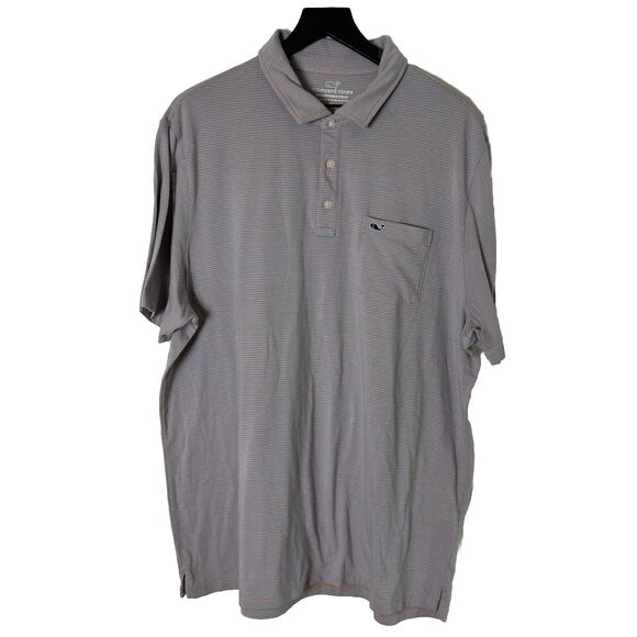 Vineyard Vines Polo Shirt Edgartown Mens Size XL Striped Pima Blend Golf Stretch - Picture 1 of 9